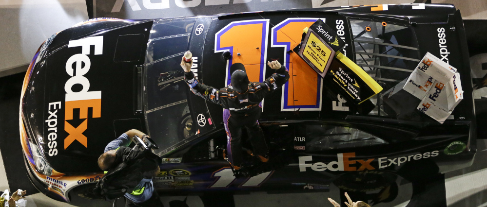 A victory in the second of two NASCAR Sprint Cup qualifiers left Denny Hamlin standing tall on his car in Victory Lane on Thursday. But that win, as well as a first-place finish in the exhibition Sprint Unlimited, are just confidence-builders whereas the real test comes Sunday.