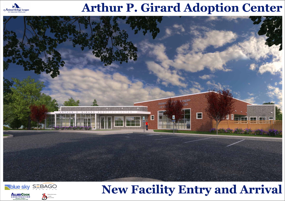 An artist’s rendering shows the $6.5 million animal shelter that’s scheduled to open by the spring of 2016 on Stroudwater Street in Westbook.