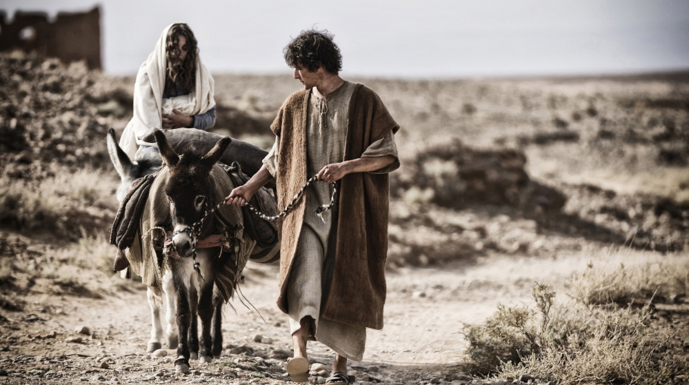 Leila Mimmack and Joe Coen as a young Mary and Joseph in a scene from “Son of God.”