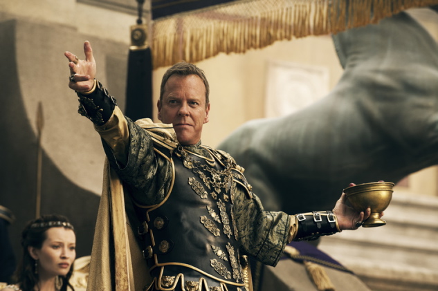 Corvus (Kiefer Sutherland) declares the Games open in this scene from “Pompeii.”