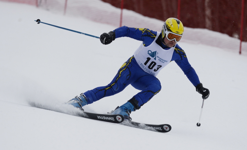 Falmouth’s Joe Lesniak arrived a little late for his first run Thursday at Shawnee Peak, but he more than made up for it, winning the Class A giant slalom.