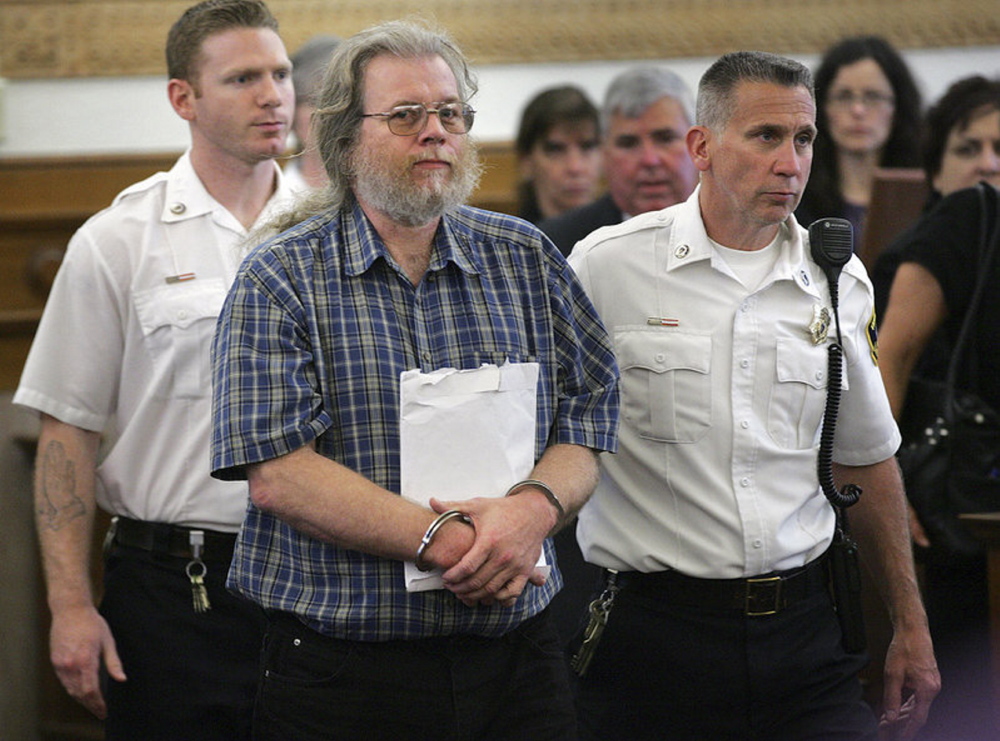 Convicted serial rapist Gary Irving, shown in a Massachusetts courtroom, pleaded guilty to being a fugitive in possession of firearms and aggravated identity theft in Maine on Thursday.