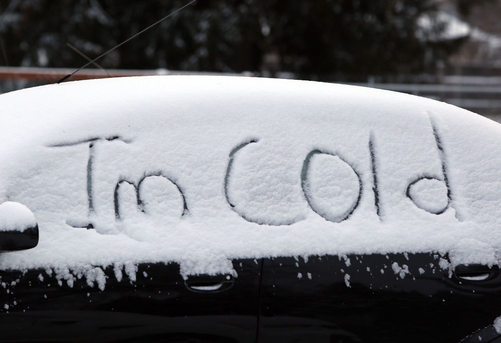 The words on a car in Salem, Ore., express the feelings of many winter-weary Americans as more harsh weather spreads across the nation.