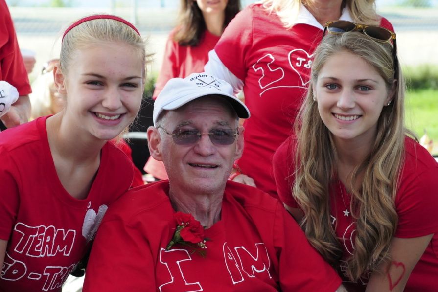 Sarah Caldwell, right, with her father, Jim Caldwell, and sister, Kathryn Caldwell, at September’s Walk to Defeat ALS fundraiser in Portland. Sarah, a Falmouth High School student, rallied a team of more than 200 people to raise $23,000 to battle ALS.