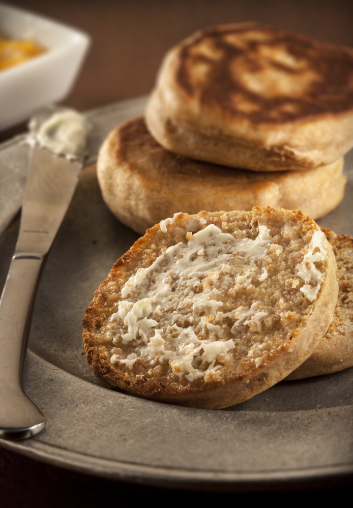 The English muffin is a yeast-raised, griddle-crisped pancake.
