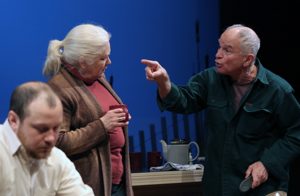 J.P. Guimont, Florence Lacey and Will Rhys portray a family many audience members can relate to in “The Outgoing Tide,” being presented by Good Theater at St. Lawrence Arts in Portland through March 30.