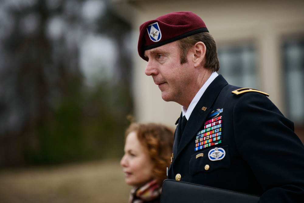 Brig. Gen. Jeffrey Sinclair leaves the courthouse on Tuesday at Fort Bragg, N.C. By admitting guilt on the three charges for which there is the strongest evidence, the married father of two hopes to narrow the focus of the trial to charges that rely heavily on the testimony and credibility of his former mistress.
