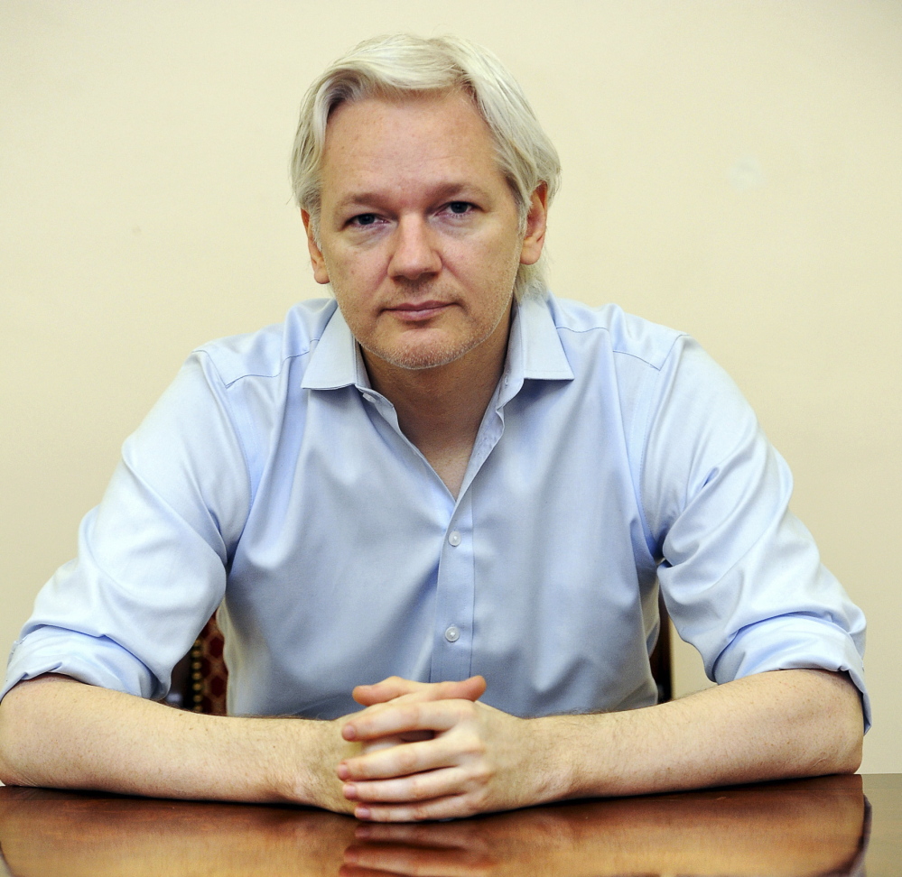 Julian Assange, shown speaking from the Ecuadorian Embassy in London previously, says he will release more classified data.