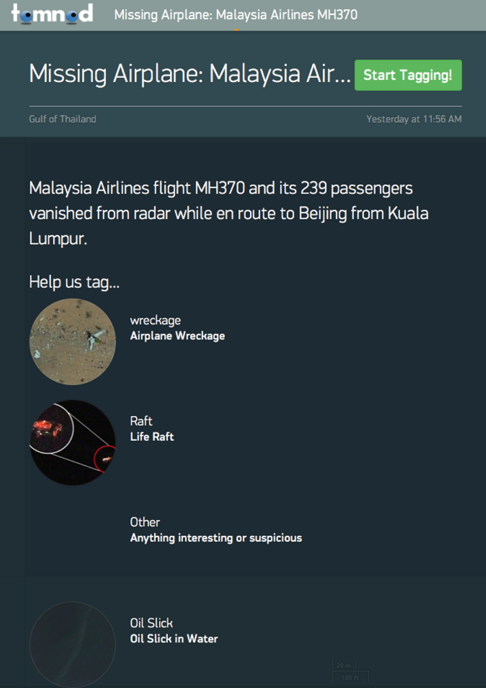 This screen shot shows DigitalGlobal’s website to enable people to scan satellite images for any sign of Malaysia Airlines Flight MH370.