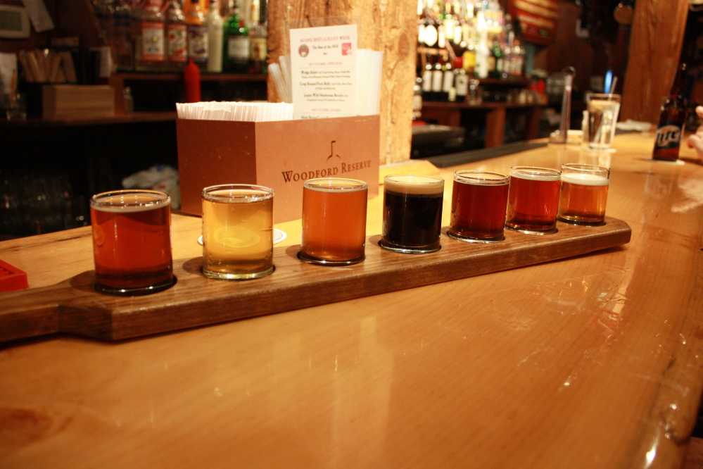 A flight of seven three-ounce pours of Run of the Mill’s house made brews for $5.