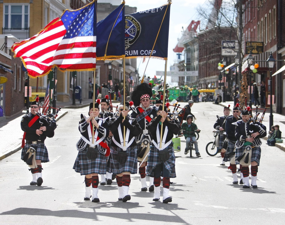 The Maine Public Safety Pipe & Drum Corps plays in a previous Bath Blarney Days parade. This year’s Irish fest takes place in Bath from Friday to Monday. And the band will be playing at several locations in Portland, Bath and Brunswick on St. Patrick’s Day Monday.