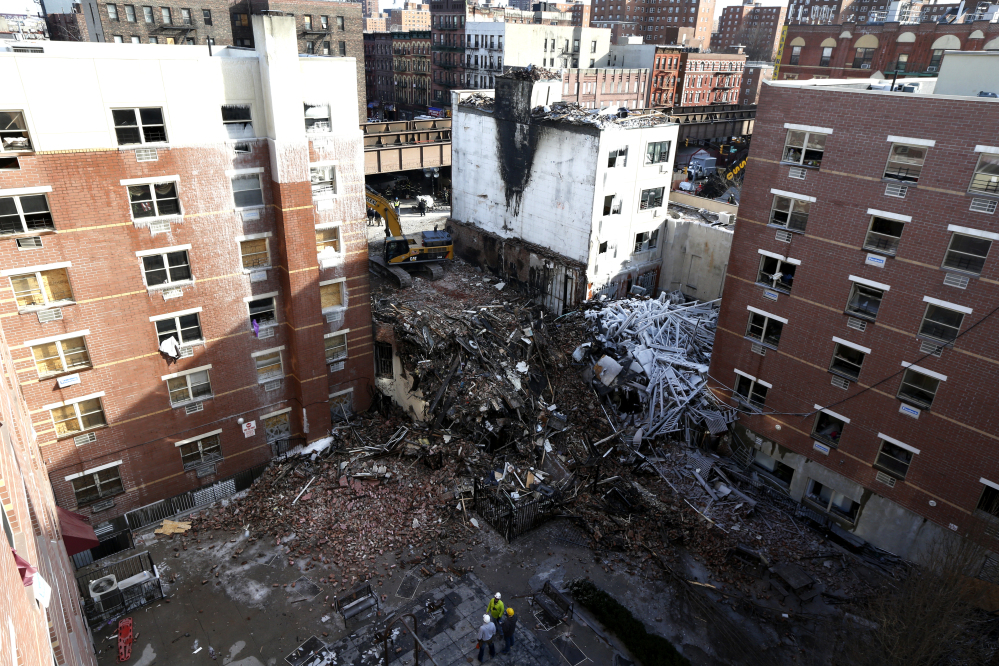 Rubble is seen Friday, two days after a natural gas explosion leveled two apartment buildings in New York.