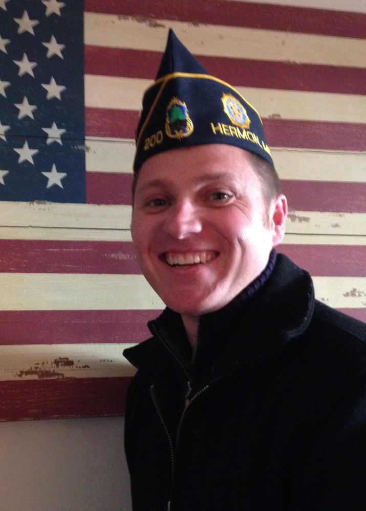 Sam Canders, an Afghanistan war veteran and new member of the American Legion in Hermon, says younger members are trying to give the organization a “new spin.”