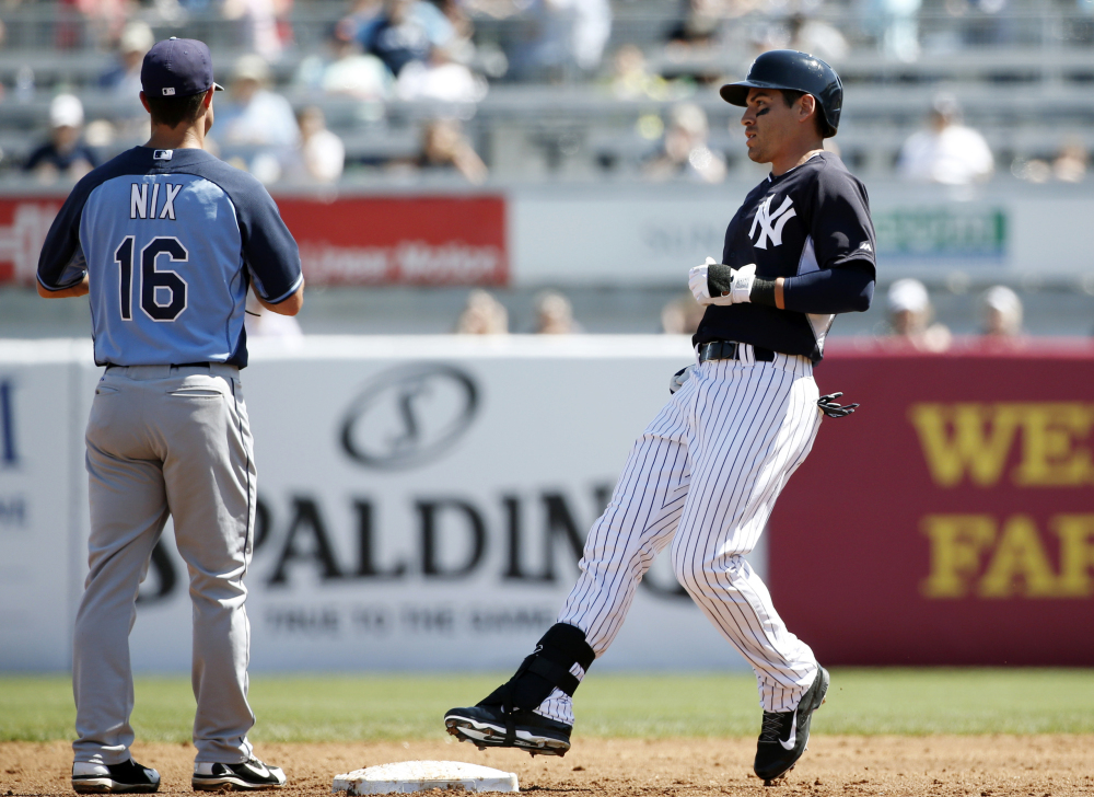 New York Yankees center fielder Jacoby Ellsbury missed Sunday’s exhibition game against Atlanta with a tight right calf.