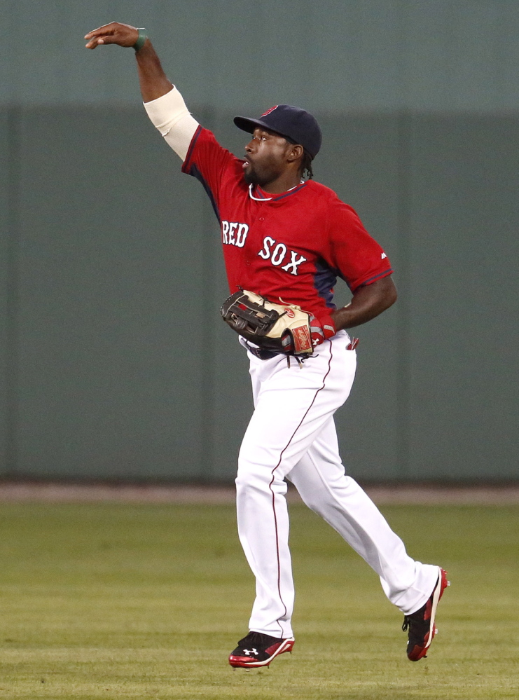 Jackie Bradley Jr., competing for the starting center-field job with Grady Sizemore, went 1 for 3 with a double against the Pirates at Fort Myers, Fla.
