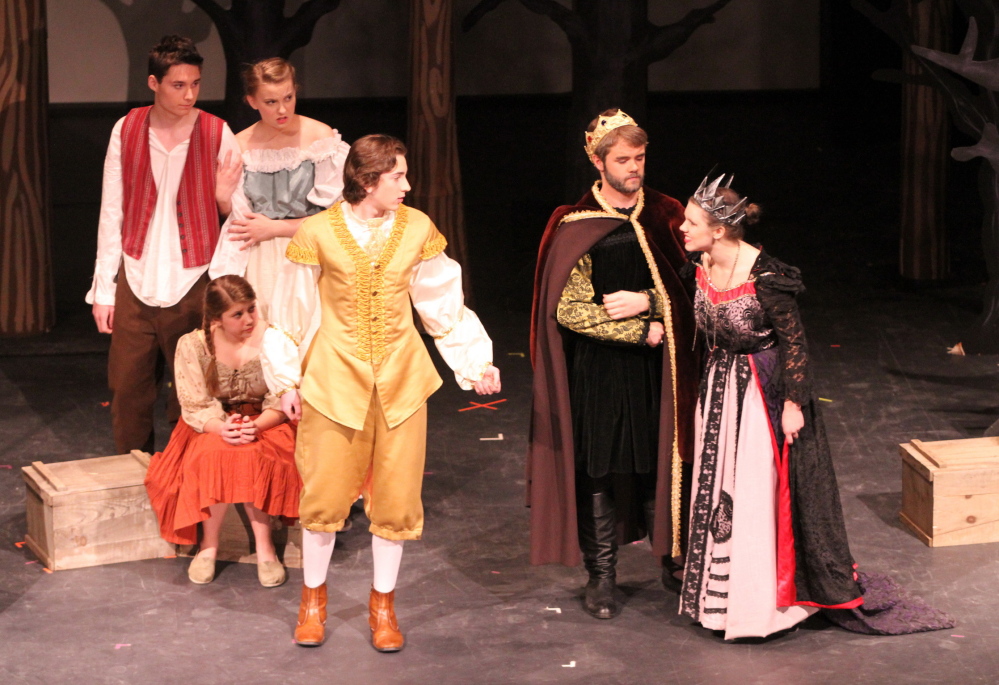 Players in the Freeport High School One-Act Drama program perform the student-written play “Unhappily Ever After.” The play competes this weekend at the Class B state championships held at Yarmouth High School.