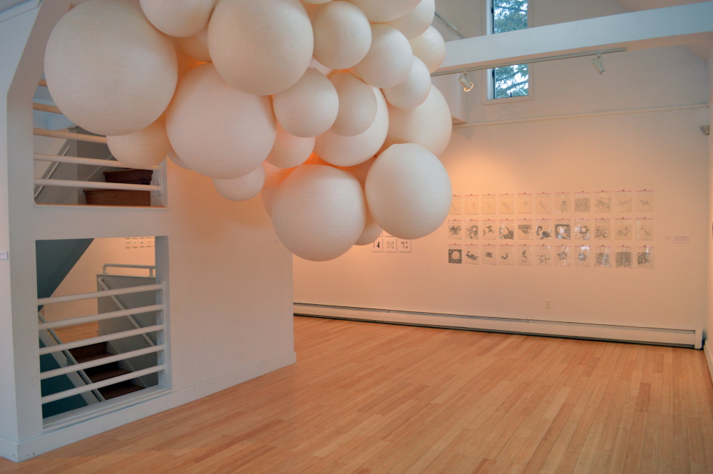 “Orbs” is Sarah Bouchard’s grouping of handmade paper spheres up to 4 feet in diameter.