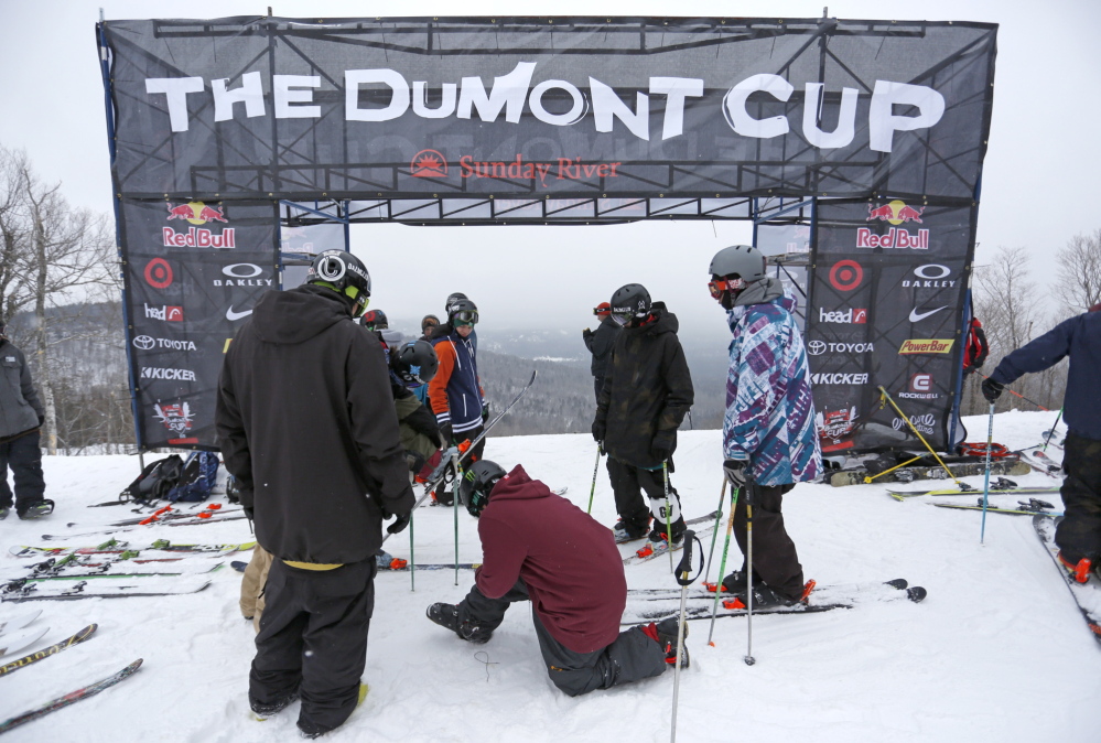 Skiers prepare to compete in the Dumont Cup. Twenty-one amateurs from a field of 85 advanced to competition Saturday, with 12 to join three Olympians in the finals Sunday.