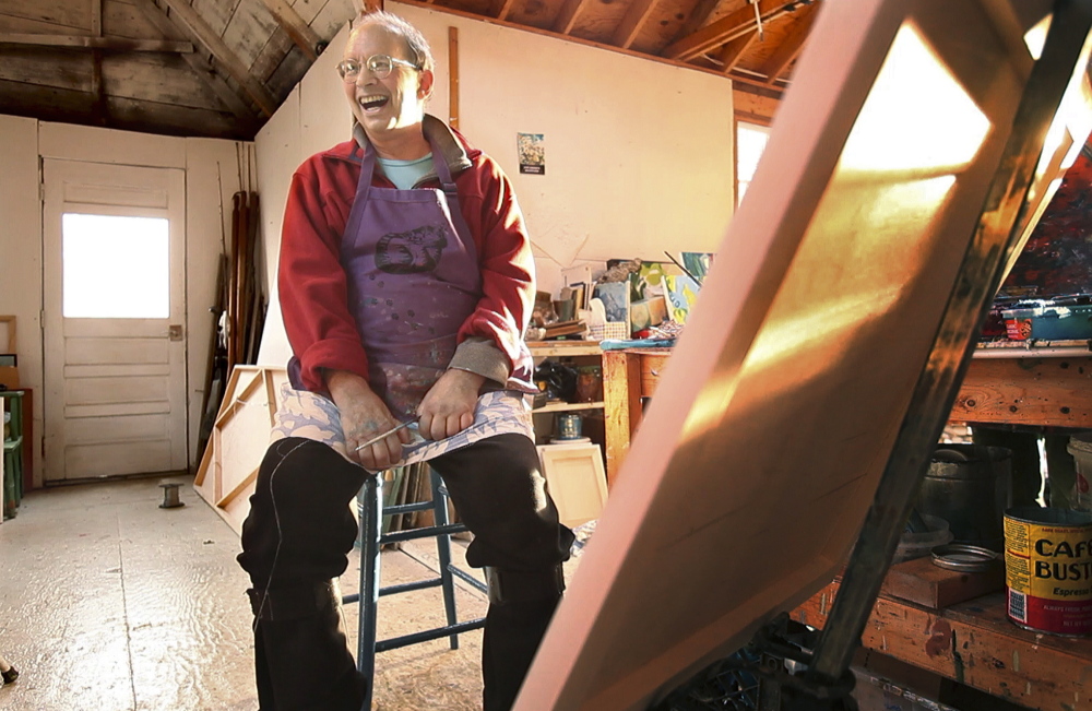 Jon Imber, who is fighting amyotrophic lateral sclerosis, also known as Lou Gehrig’s disease, was photographed in his studio last fall for a profile by Telegram arts writer Bob Keyes.
