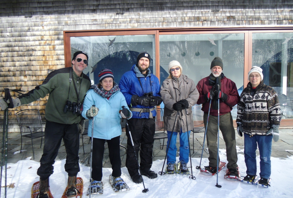 Members of the Outdoors Club of the Alzheimer’s Association, Maine Chapter take part in a winter nature walk, one of several programs offered by the association.