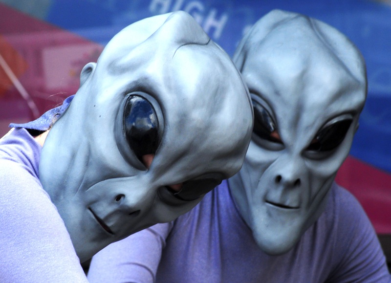 Two "aliens" pose during a UFO Festival in Roswell, New Mexico, in 2007. According to a group of UFO enthusiasts, Maine ranks near the top nationally for sightings of glowing orbs, mystery craft and other phenomena in the skies.