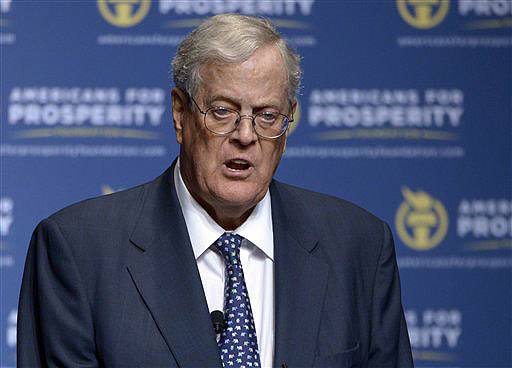 Americans for Prosperity Foundation Chairman David Koch speaks in Orlando, Fla. Koch and his brother Charles have financed more than $30 million worth of anti-Democratic candidate advertising.