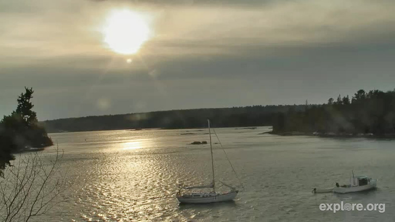 This is a webcam image of the sailboat Dido that drifted onto a sandbar Wednesday off Hog Island.