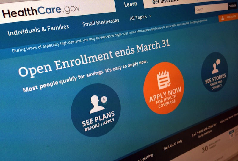 This March 1, 2014 file photo shows part of the website for HealthCare.gov as photographed in Washington. Sign-up events are being held in Portland and Lewiston on Tuesday, including walk-in hours for the uninsured to get help signing up for subsidized benefits on www.healthcare.gov.