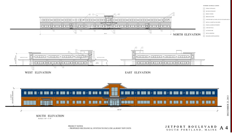 These building elevations are included in the application for the new state offices building proposed for South Portland.