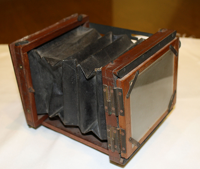 A Mawson & Swan hand-held camera, circa 1880s, once owned by Winslow Homer. The camera is a gift to the Bowdoin College Museum of Art from Neal Paulsen of Scarborough.