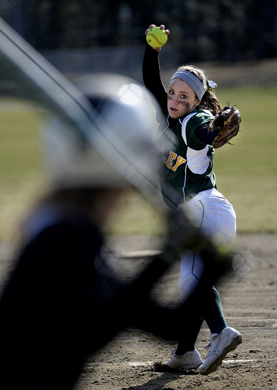 Sam Libby of McAuley delivers a pitch during an extra-long opener – a 7-5 victory by Marshwood in 13 innings.