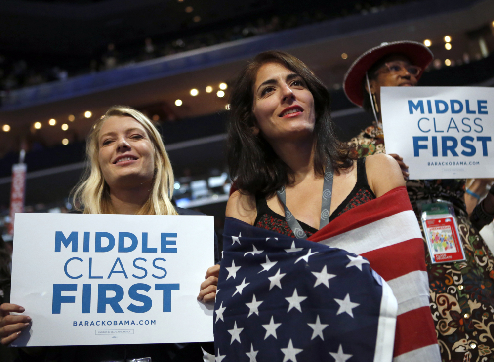 Some delegates at the 2012 Democratic National Convention in Charlotte, N.C., were supporters of policies that favored the middle class over the wealthy.