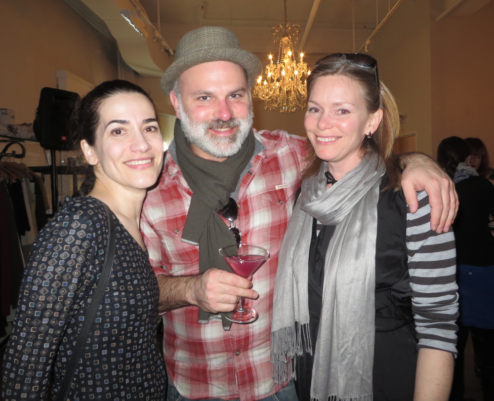 Jenny Anastasoff, left, with Freeport residents Eric Hoffman and Claire Houston at the Maine Jewish Film Festival’s opening night party at Akari in Portland.