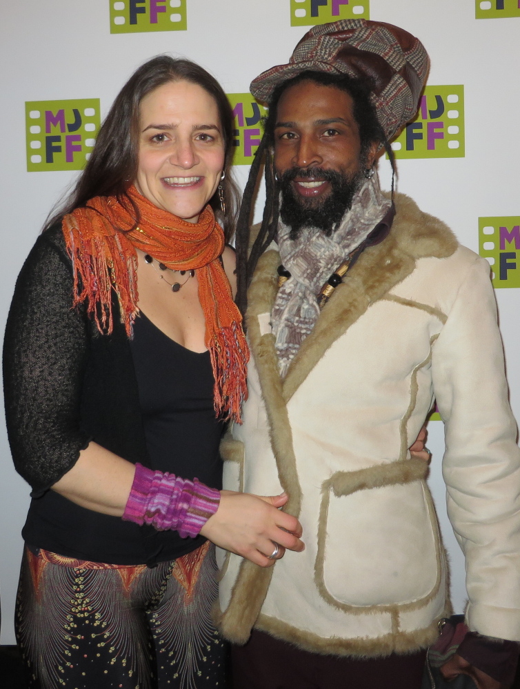 Lauren Ostis of Portland with Derrick Anderson, who was featured in the “You don’t have to be Jewish to love these films” print ad for the festival.
