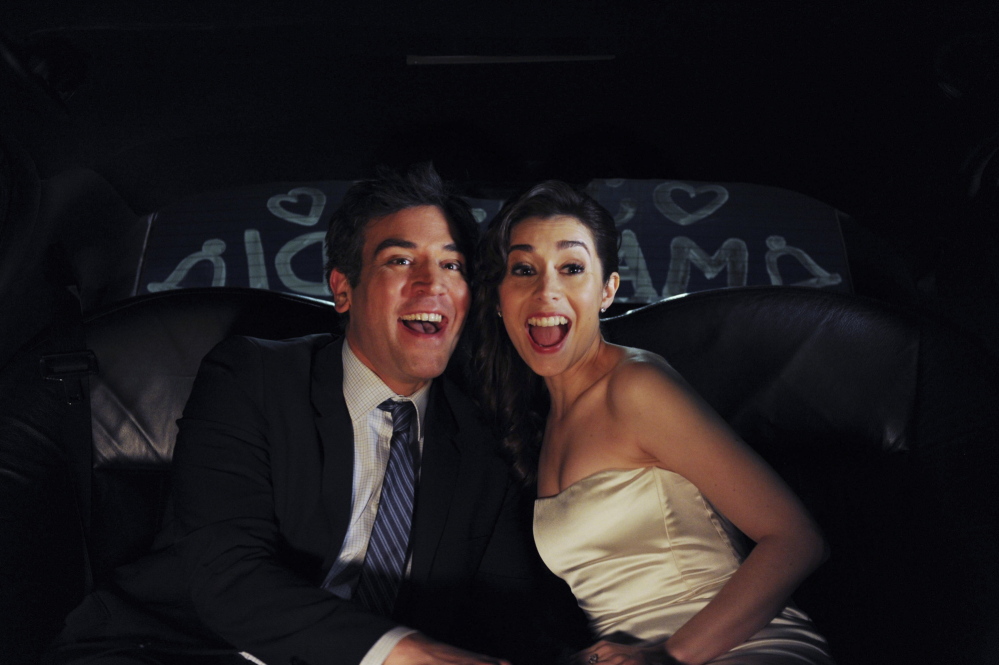 Josh Radnor as Ted, left, and Cristin Milioti as Tracy in a scene from the finale of “How I Met Your Mother,” which aired last week.