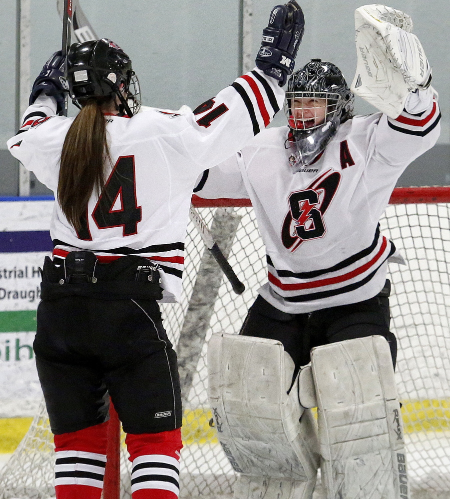 Scarborough goalie Devan Kane finished her high school career with 31 shutouts, including 11 this season while leading the Red Storm to an unbeaten season and their first state title.