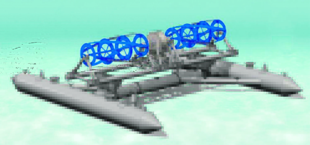 An artist’s rendering depicts Ocean Renewable Power Co.’s RivGen hydrokinetic energy technology.
