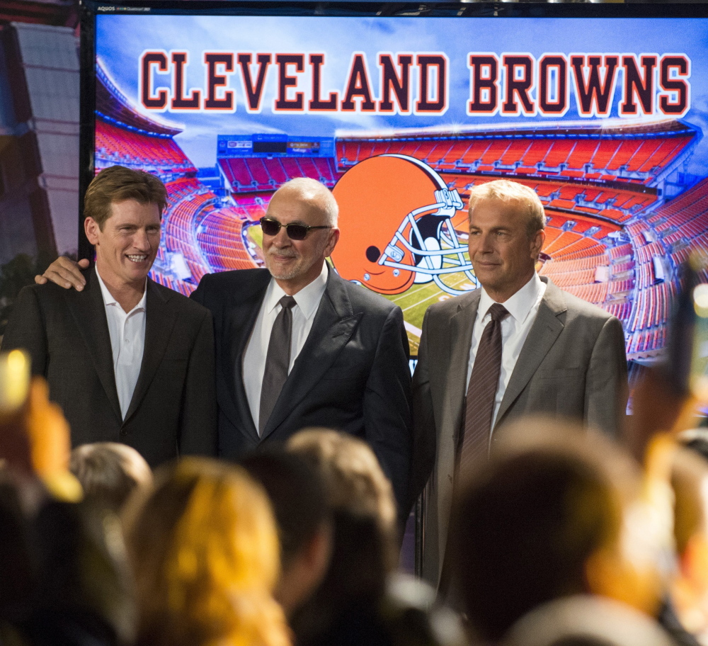 Denis Leary, from left, Frank Langella and Kevin Costner star in "Draft Day."