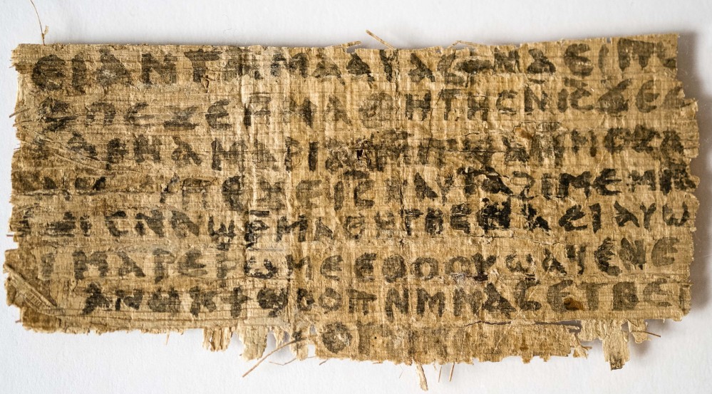This photo shows a fragment of papyrus that Harvard divinity professor Karen King says is the only existing ancient text that quotes Jesus explicitly referring to having a wife.