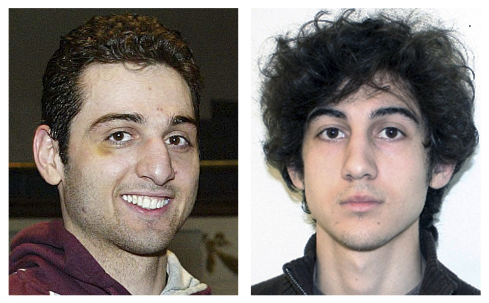 This combination of photos shows brothers Tamerlan, left, and Dzhokhar Tsarnaev, suspects in the Boston Marathon bombings on April 15, 2013.