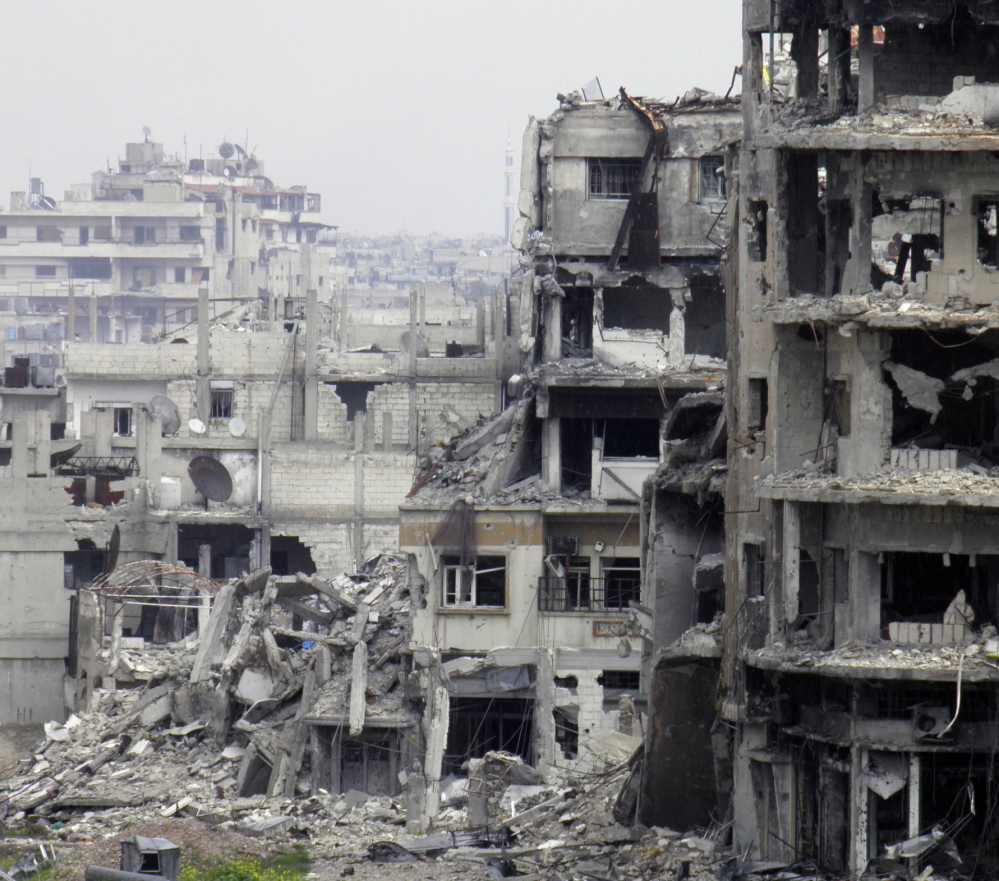 Buildings in Homs, Syria, shown on March 9, are severely damaged from heavy assaults on the city.