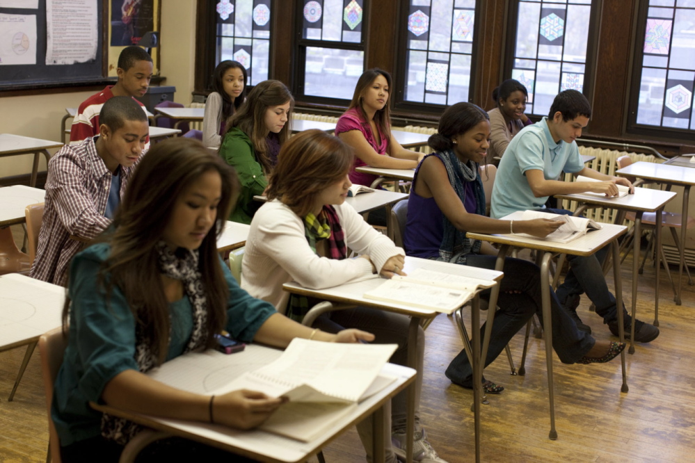 High school students at Columbia High School in Maplewood, N.J., take the SAT.