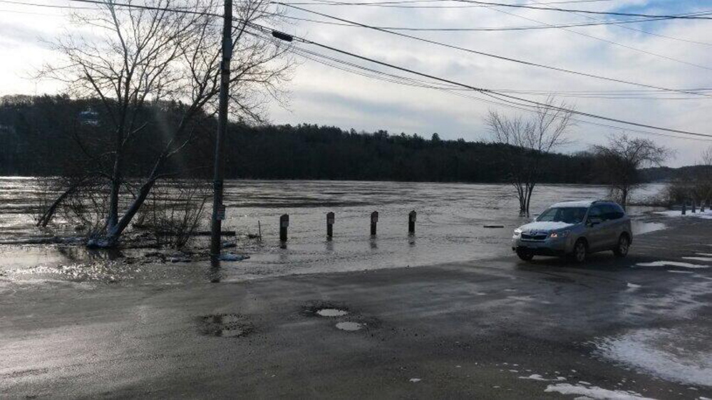 Front Street in Hallowell was flooded Wednesday morning.