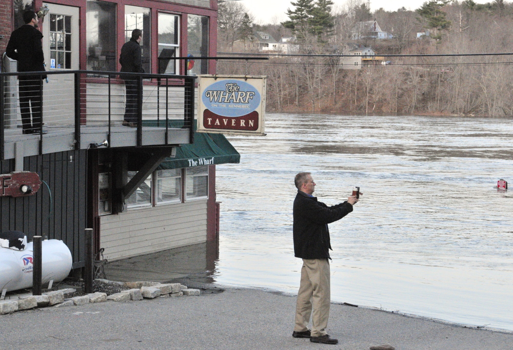 The Kennebec Wharf in Hallowell is one of the places that will need to be cleaned up after the Kennebec River flooded Wednesday.