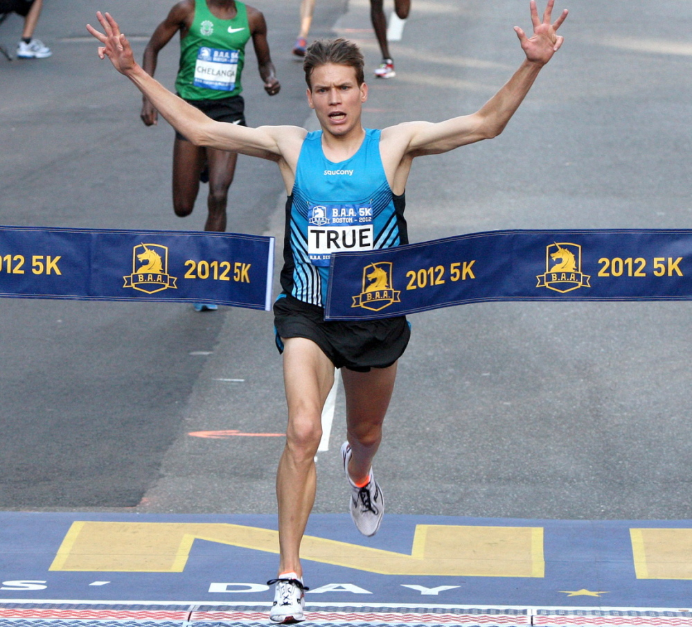 Ben True passed three Africans to win the 2012 Boston Athletic Association 5K race in a record time of 13:41, and he’ll try to win the race Saturday for the third time in four years.