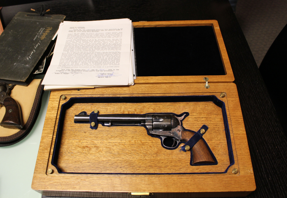 This Colt .45 revolver believed to have been carried by Wyatt Earp during the O.K. Corral shootout in Tombstone, Ariz., was sold for $225,000 at an auction Thursday in Scottsdale, Ariz.