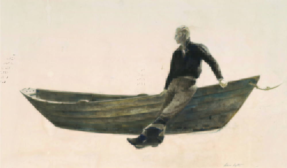 Andrew Wyeth, "Young Fisherman and Dory, Study for To the Westward," 1944.