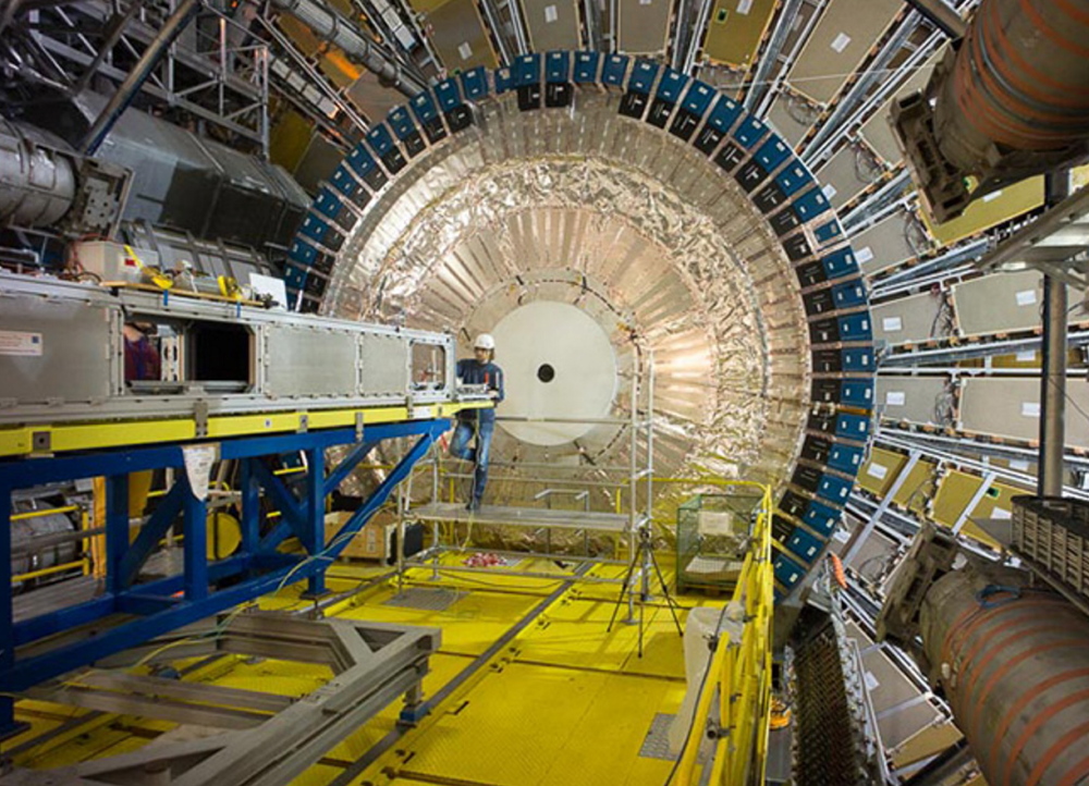 An image of the Calorimeter inside the Hadron Collider in Switzerland featured in the film "Particle Fever."