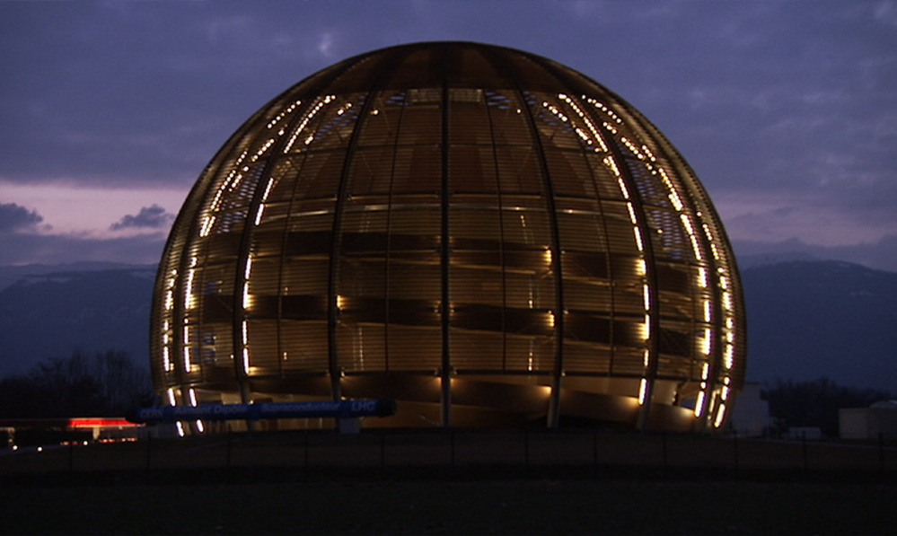 CERN Globe of Science and Innovation at night.