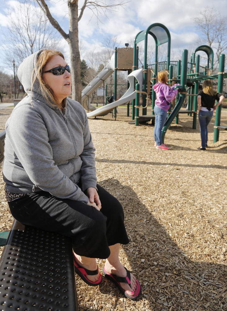 Carmen Douglass, who was watching her grandchild play at Riverbank Park in Westbrook on Thursday, says the city’s schools have to use policies and punishments that reaffirm the lessons of “what is right and what is wrong” that teenagers should be learning at home.